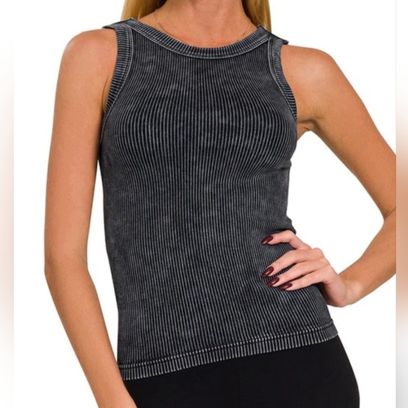 Zenana Sleeveless Stone Washed Reversible Seamless Ribbed Tank Tops L/XL Set 4 - Picture 4 of 7